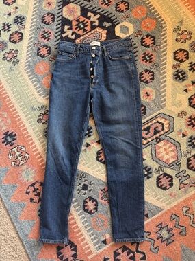 Agolde High-Rise Dark Blue Button-Fly Jeans